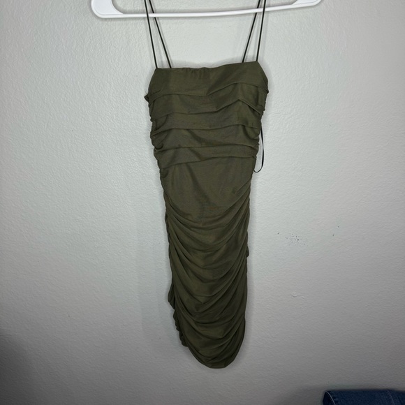 Princess Polly Olive Green Mesh Mini Dress Size 0 - Picture 3 of 5